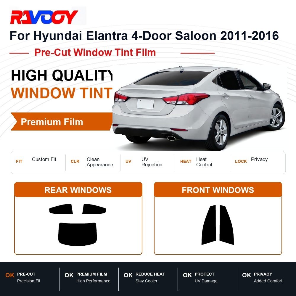 Privacy Screen Protector - Premium-Fensterfolie für Hyundai Elantra 4-Türer Limousine