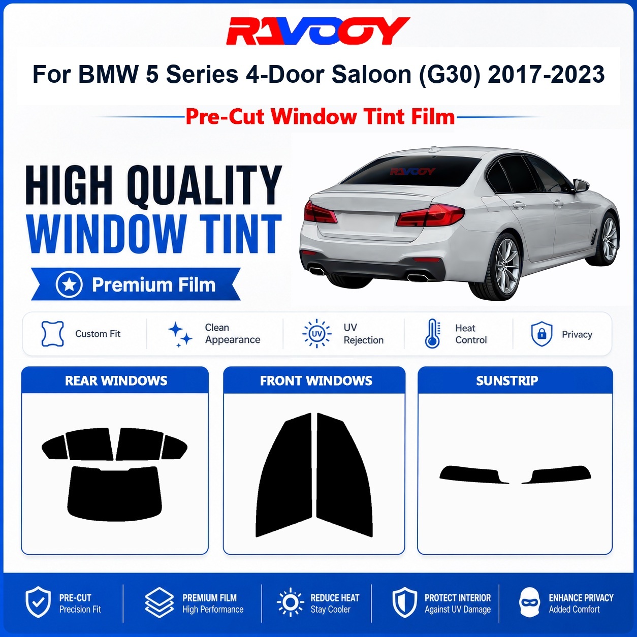 Privacy Screen Protector - Premium Vorgefertigte Fensterfolie für BMW 5er-Reihe