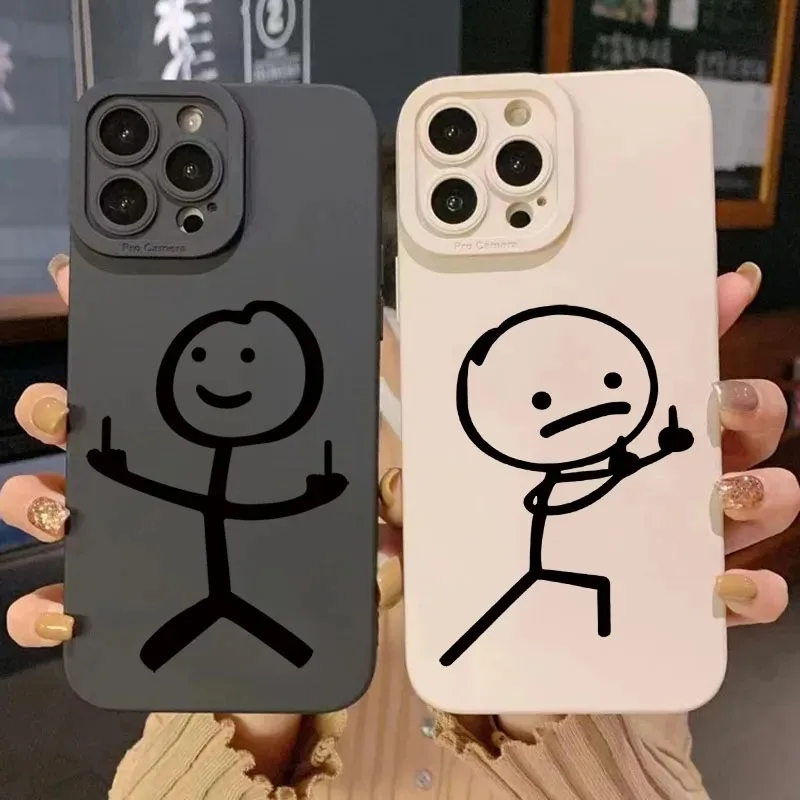 Apple Iphone 15 - Niedliche Cartoon-Streichholzmann Handyhülle aus mattem Silikon