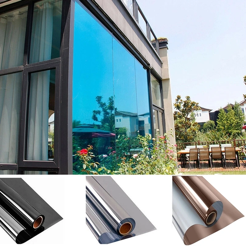 Privacy Screen Protector - Sichtschutzfolie für Hausfenster Selbstklebende Vinyl-Spiegelfolie Einweg-Sichtschutzfolie