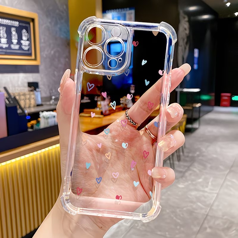 Apple Iphone 15 Pro Max - Transparente Eckenschutz-Handyhülle mit Bunten Herzen für